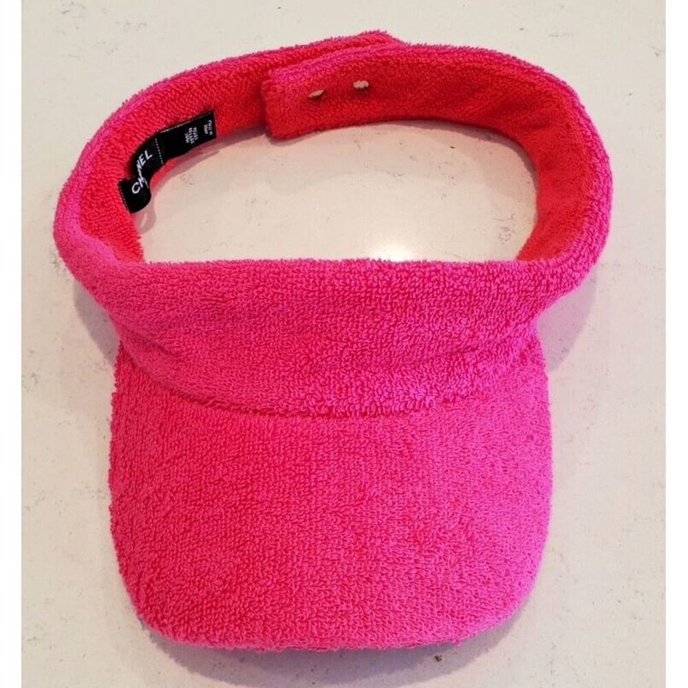 Chanel CC Cocomark sun visor Hat cotton ladies neon pink women's Unisex NWOT